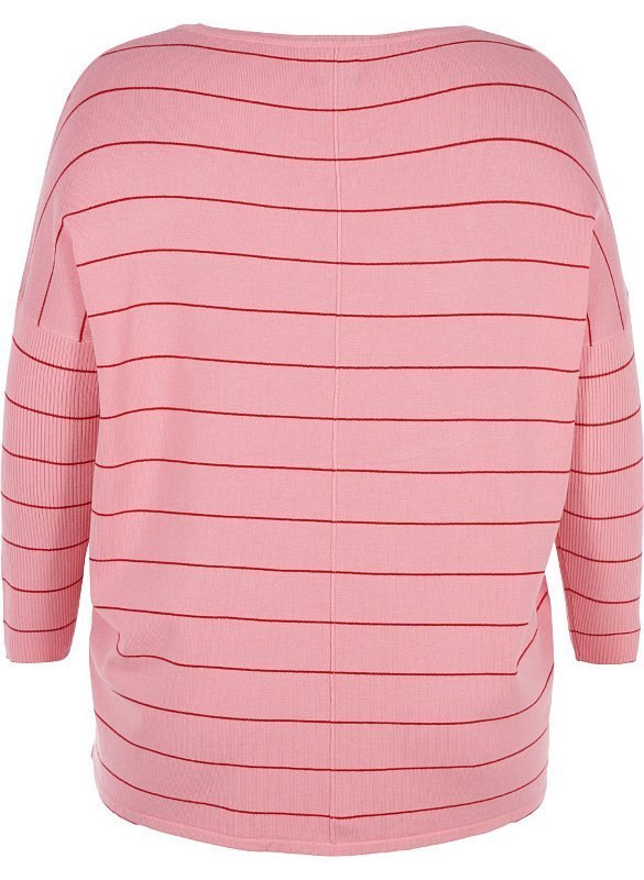 ZIZZI BLUZKA DZIANINA PASKI OVERSIZE RÓŻ 893C ZIZZI BLUZKA DZIANINA PASKI OVERSIZE RÓŻ 893C