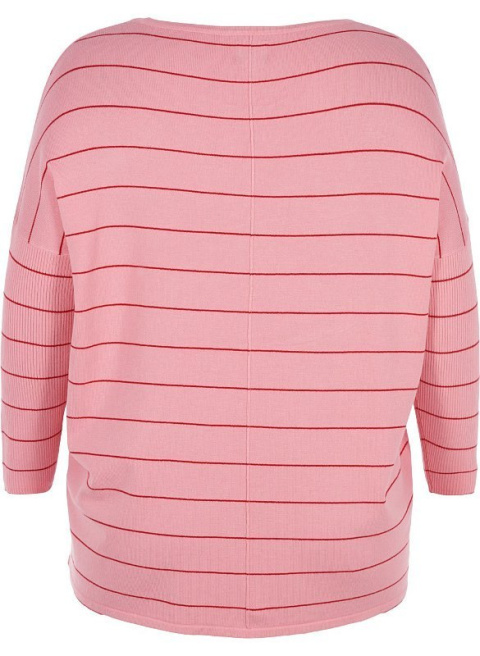 ZIZZI BLUZKA DZIANINA PASKI OVERSIZE RÓŻ 893C ZIZZI BLUZKA DZIANINA PASKI OVERSIZE RÓŻ 893C