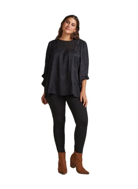 ZIZZI ELEGANCKA KOSZULA HAFTY CZERŃ CĘTKI 727A ZIZZI ELEGANCKA KOSZULA HAFTY CZERŃ CĘTKI 727A