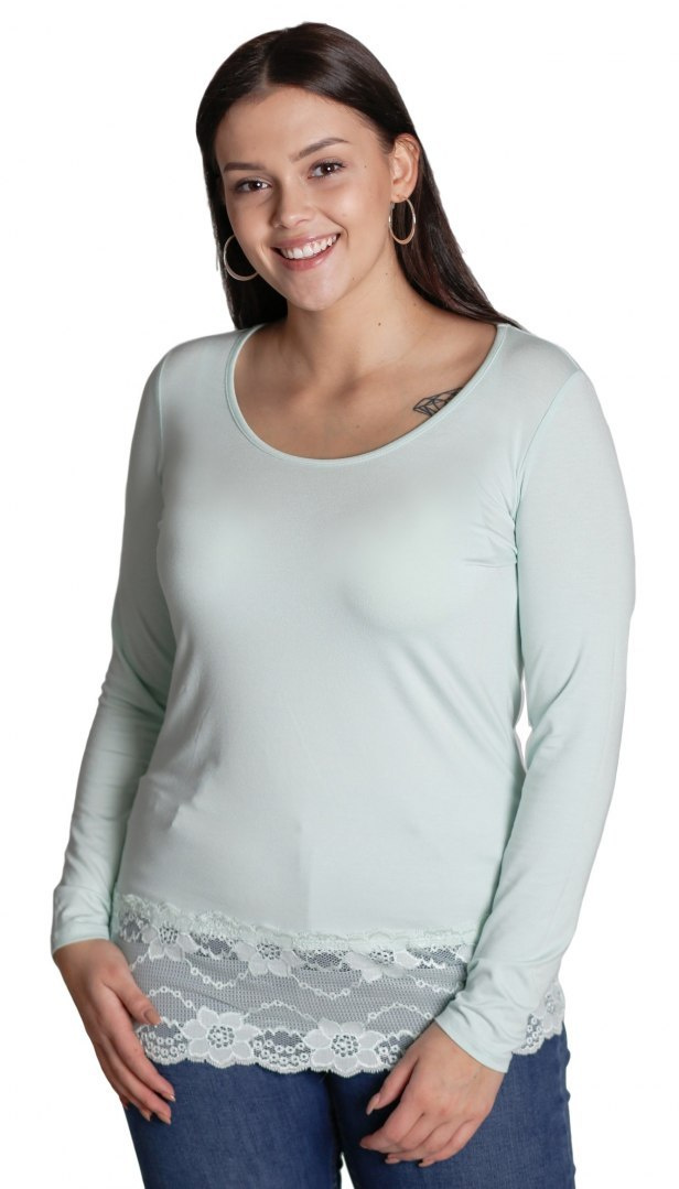 ZIZZI BLUZKA LONGSLEEVE KORONKA MIĘTA 107B ZIZZI BLUZKA LONGSLEEVE KORONKA MIĘTA 107B