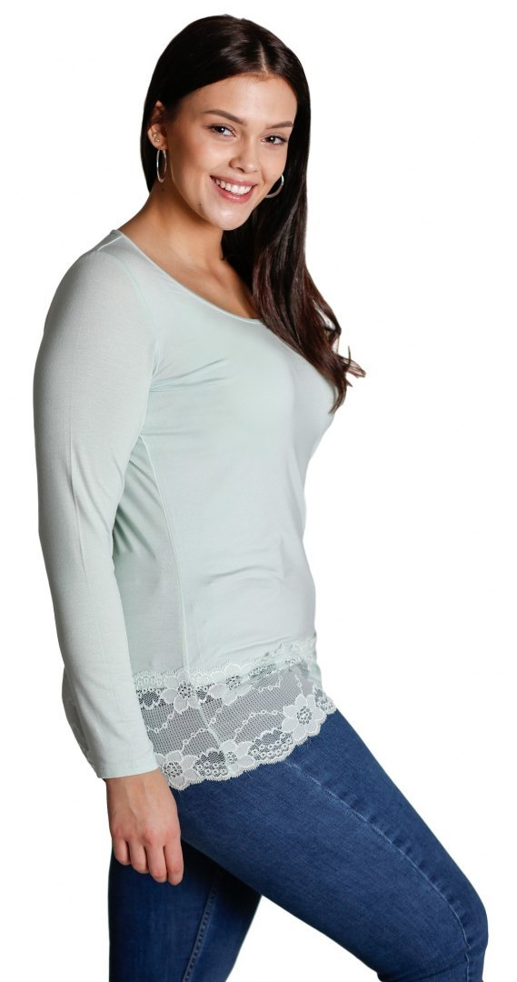 ZIZZI BLUZKA LONGSLEEVE KORONKA MIĘTA 107B ZIZZI BLUZKA LONGSLEEVE KORONKA MIĘTA 107B
