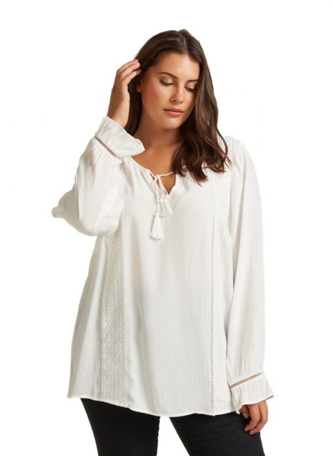 ZIZZI BIAŁA BLUZKA AŻUR STYL BOHO 059A ZIZZI BIAŁA BLUZKA AŻUR STYL BOHO 059A