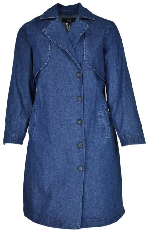 ZIZZI KOBIECY WIOSENNY JEANSOWY PŁASZCZ 407A ZIZZI KOBIECY WIOSENNY JEANSOWY PŁASZCZ 407A