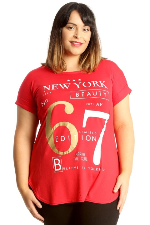 NOUVELLE CZERWONY T-SHIRT WZÓR NO116 NOUVELLE CZERWONY T-SHIRT WZÓR NO116