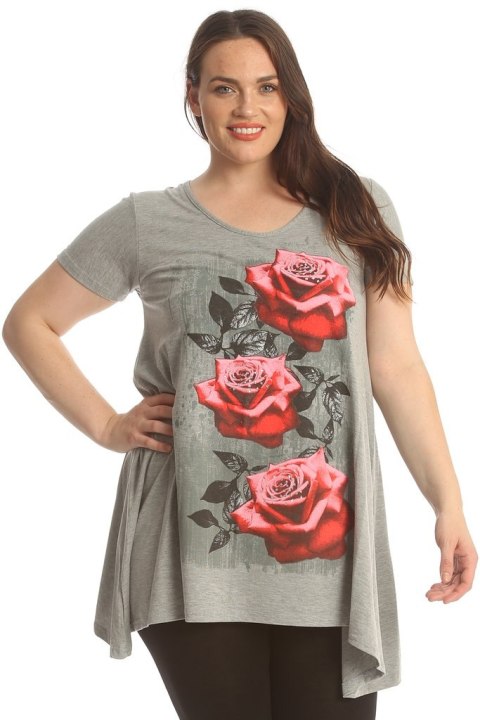 NOUVELLE MODNA SZARA TUNIKA OGONY RÓŻE NO122 NOUVELLE MODNA SZARA TUNIKA OGONY RÓŻE NO122