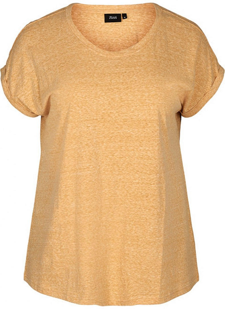 ZIZZI KLASYCZNY ZÓŁTY T-SHIRT MELANŻ 504A ZIZZI KLASYCZNY ZÓŁTY T-SHIRT MELANŻ 504A