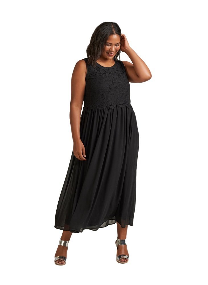 ZIZZI ELEGANCKA DŁUGA CZARNA SUKIENKA 922A ZIZZI ELEGANCKA DŁUGA CZARNA SUKIENKA 922A