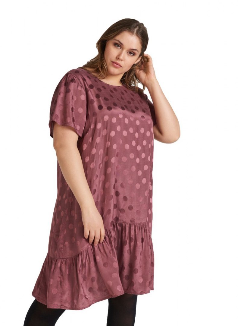 ZIZZI SUKIENKA W GROCHY BRUDNY RÓŻ 320A ZIZZI SUKIENKA W GROCHY BRUDNY RÓŻ 320A