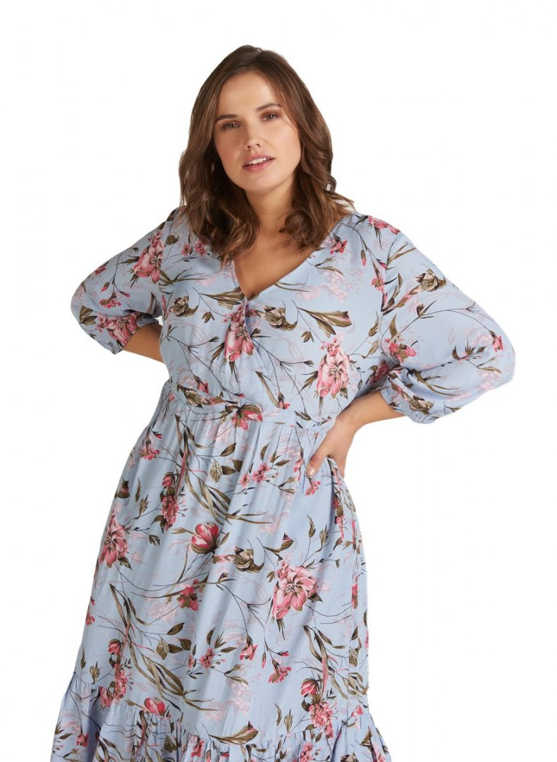 ZIZZI NIEBIESKA ZWIEWNA SUKIENKA KWIATY 366A ZIZZI NIEBIESKA ZWIEWNA SUKIENKA KWIATY 366A