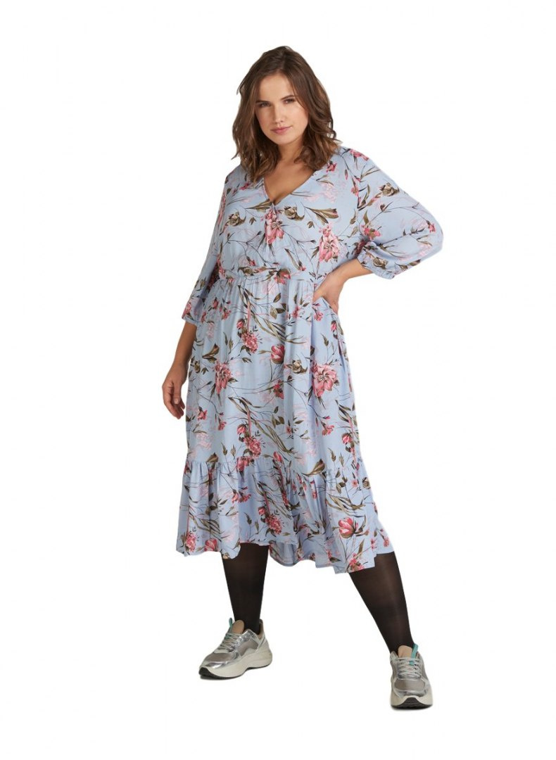 ZIZZI NIEBIESKA ZWIEWNA SUKIENKA KWIATY 366A ZIZZI NIEBIESKA ZWIEWNA SUKIENKA KWIATY 366A