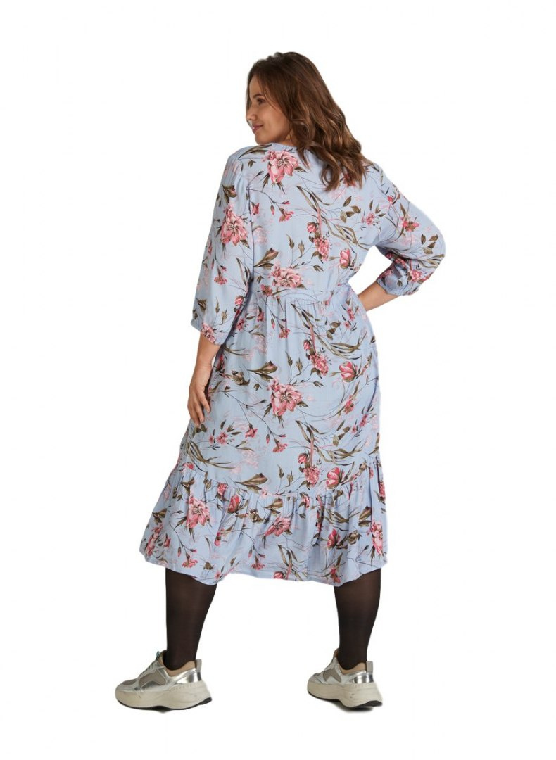 ZIZZI NIEBIESKA ZWIEWNA SUKIENKA KWIATY 366A ZIZZI NIEBIESKA ZWIEWNA SUKIENKA KWIATY 366A
