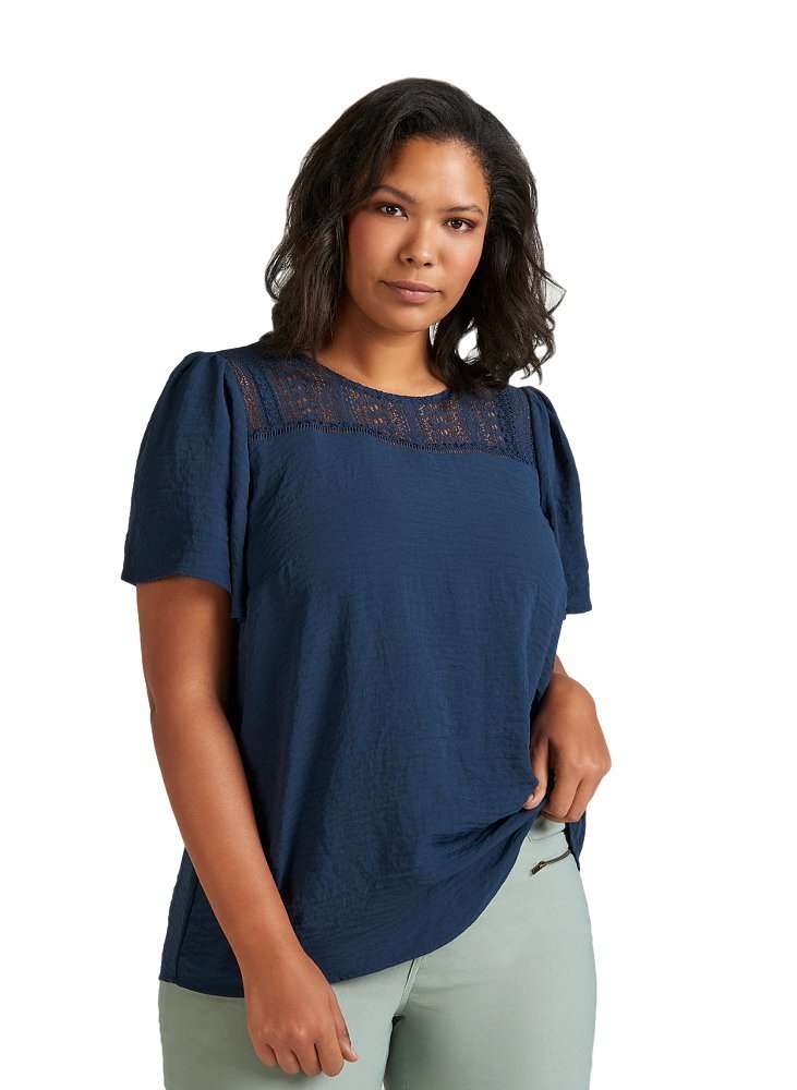ZIZZI UROCZA BLUZKA GRANATOWA KORONKA 053A ZIZZI UROCZA BLUZKA GRANATOWA KORONKA 053A