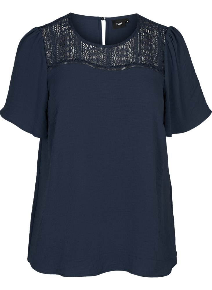 ZIZZI UROCZA BLUZKA GRANATOWA KORONKA 053A ZIZZI UROCZA BLUZKA GRANATOWA KORONKA 053A