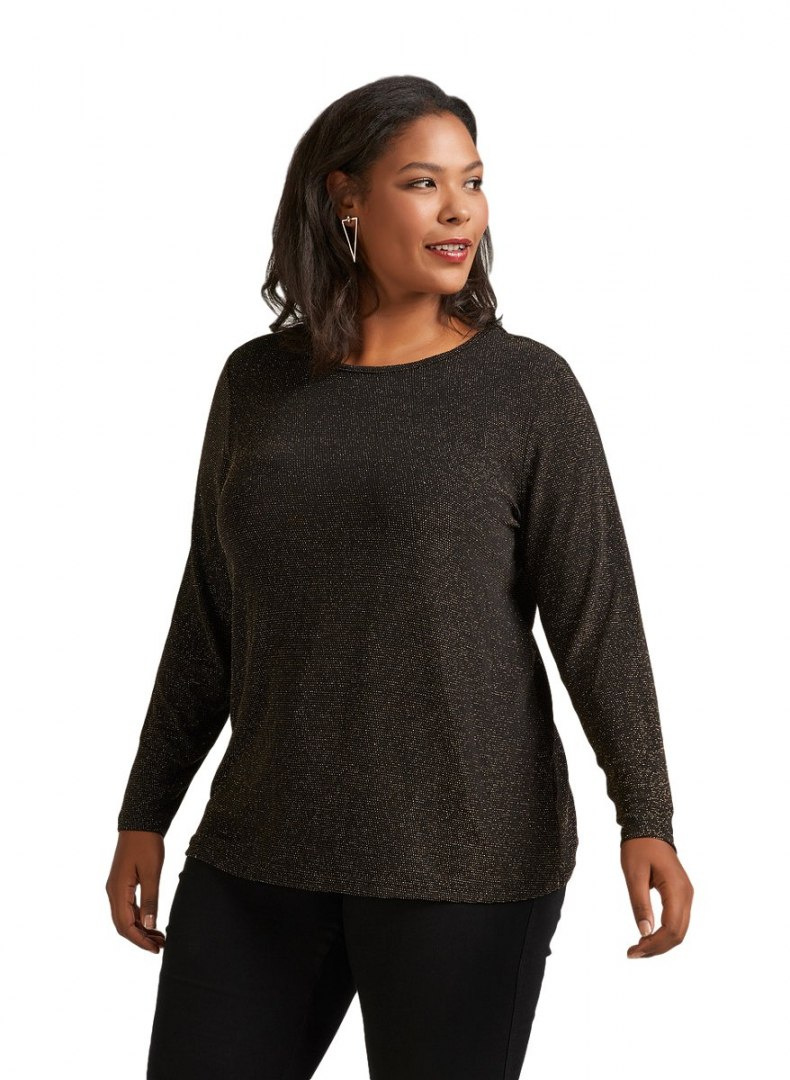 ZIZZI CZARNA BLUZKA BŁYSZCZĄCA CHOKER 360B ZIZZI CZARNA BLUZKA BŁYSZCZĄCA CHOKER 360B