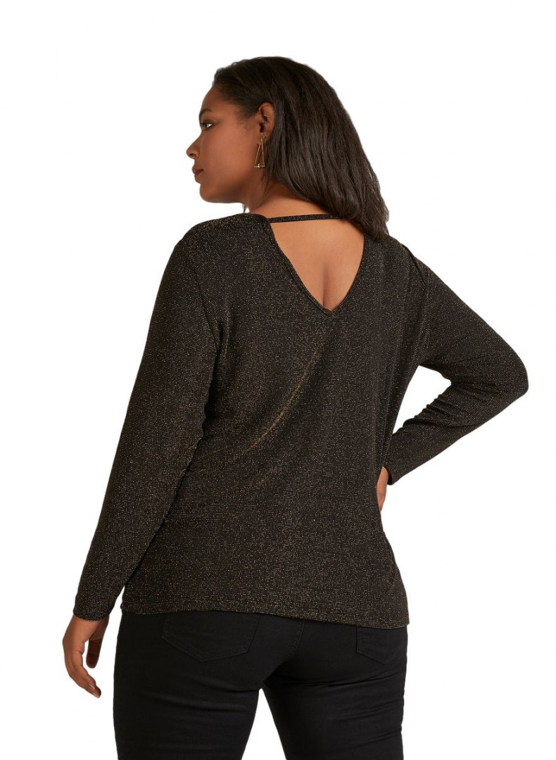 ZIZZI CZARNA BLUZKA BŁYSZCZĄCA CHOKER 360B ZIZZI CZARNA BLUZKA BŁYSZCZĄCA CHOKER 360B