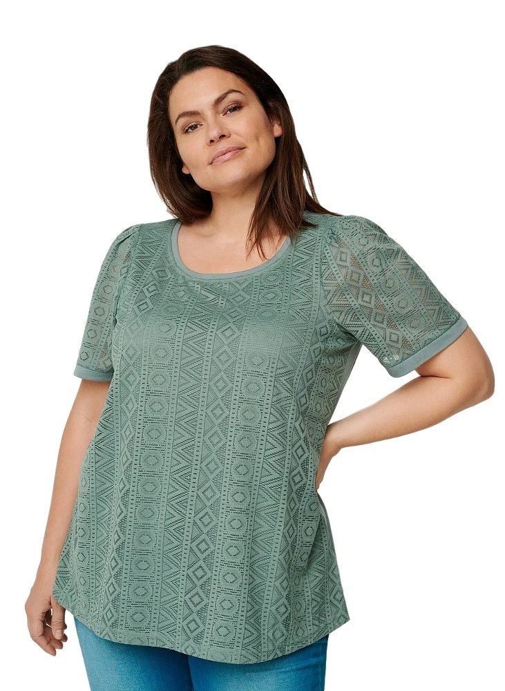 ZIZZI ELEGANCKA BLUZKA MIĘTOWA HAFTY 641A ZIZZI ELEGANCKA BLUZKA MIĘTOWA HAFTY 641A