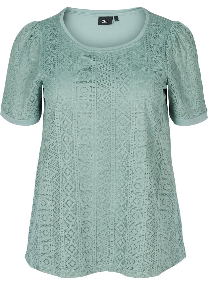ZIZZI ELEGANCKA BLUZKA MIĘTOWA HAFTY 641A ZIZZI ELEGANCKA BLUZKA MIĘTOWA HAFTY 641A