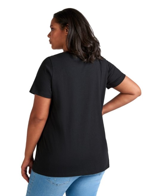 ZIZZI WYGODNY CZARNY T-SHIRT NAPIS 535A ZIZZI WYGODNY CZARNY T-SHIRT NAPIS 535A