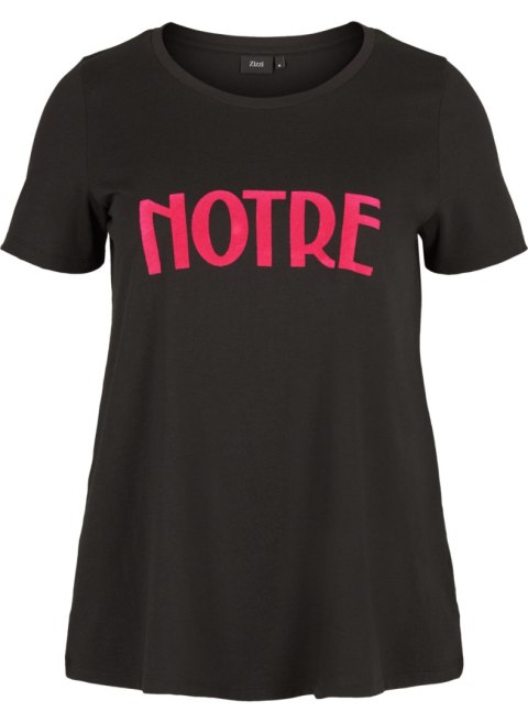 ZIZZI WYGODNY CZARNY T-SHIRT NAPIS 535A ZIZZI WYGODNY CZARNY T-SHIRT NAPIS 535A