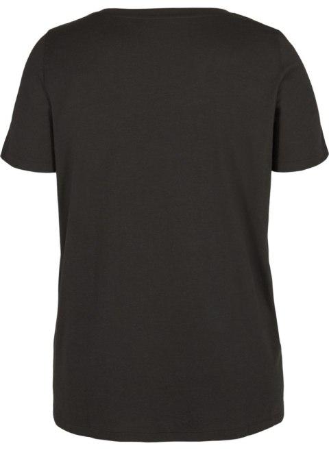 ZIZZI WYGODNY CZARNY T-SHIRT NAPIS 535A ZIZZI WYGODNY CZARNY T-SHIRT NAPIS 535A