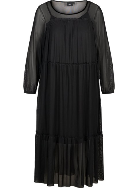 ZIZZI CZARNA SUKIENKA DŁUGA FALBANY 595A ZIZZI CZARNA SUKIENKA DŁUGA FALBANY 595A