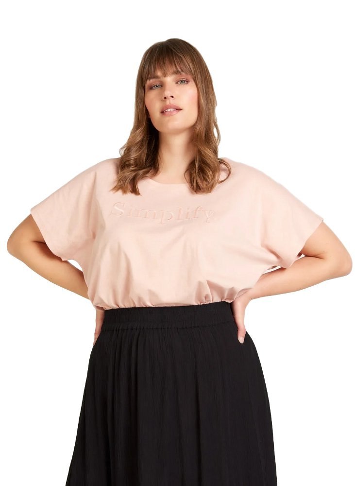 ZIZZI RÓŻOWY WYGODNY T-SHIRT NAPIS 855A ZIZZI RÓŻOWY WYGODNY T-SHIRT NAPIS 855A
