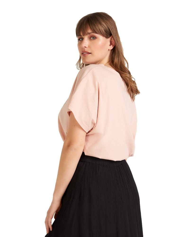 ZIZZI RÓŻOWY WYGODNY T-SHIRT NAPIS 855A ZIZZI RÓŻOWY WYGODNY T-SHIRT NAPIS 855A