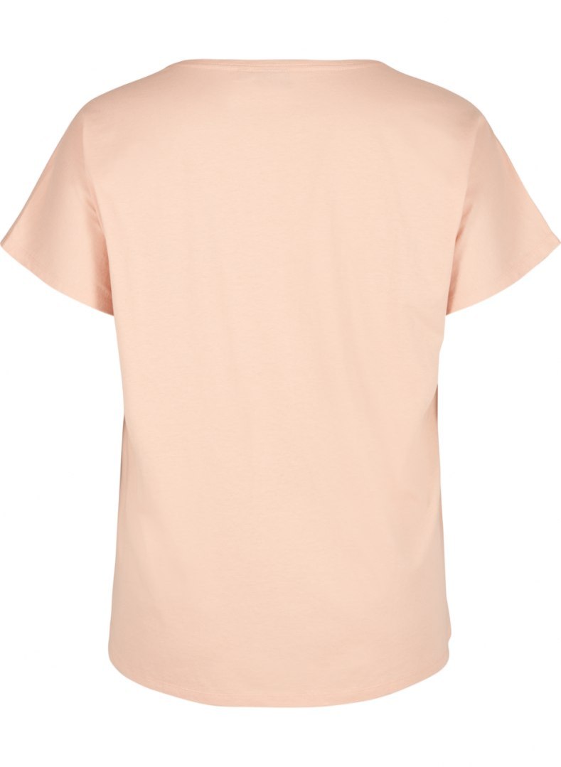 ZIZZI RÓŻOWY WYGODNY T-SHIRT NAPIS 855A ZIZZI RÓŻOWY WYGODNY T-SHIRT NAPIS 855A