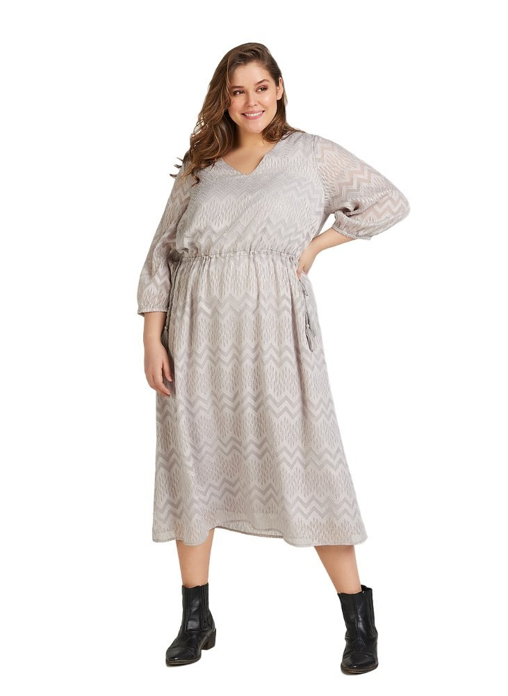 ZIZZI ZAY ELEGANCKA SUKIENKA ZYGZAKI SZARY 861A ZIZZI ZAY ELEGANCKA SUKIENKA ZYGZAKI SZARY 861A