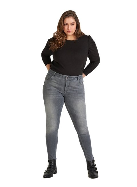 ZIZZI SZARE WYCIERANE JEANSY RURKI 200L ZIZZI SZARE WYCIERANE JEANSY RURKI 200L