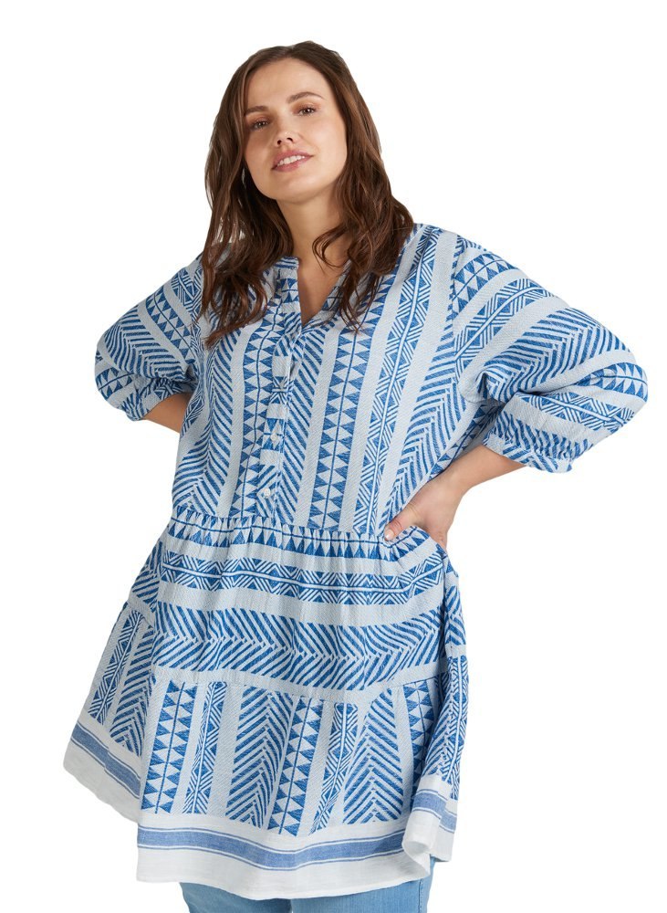 ZIZZI BAWEŁNIANA NIEBIESKA TUNIKA AŻUR 813C ZIZZI BAWEŁNIANA NIEBIESKA TUNIKA AŻUR 813C