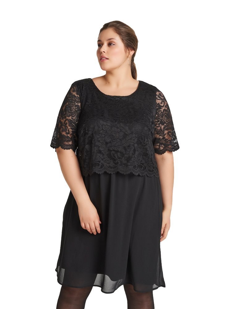 ZIZZI ELEGANCKA CZARNA SUKIENKA KORONKA 240A ZIZZI ELEGANCKA CZARNA SUKIENKA KORONKA 240A