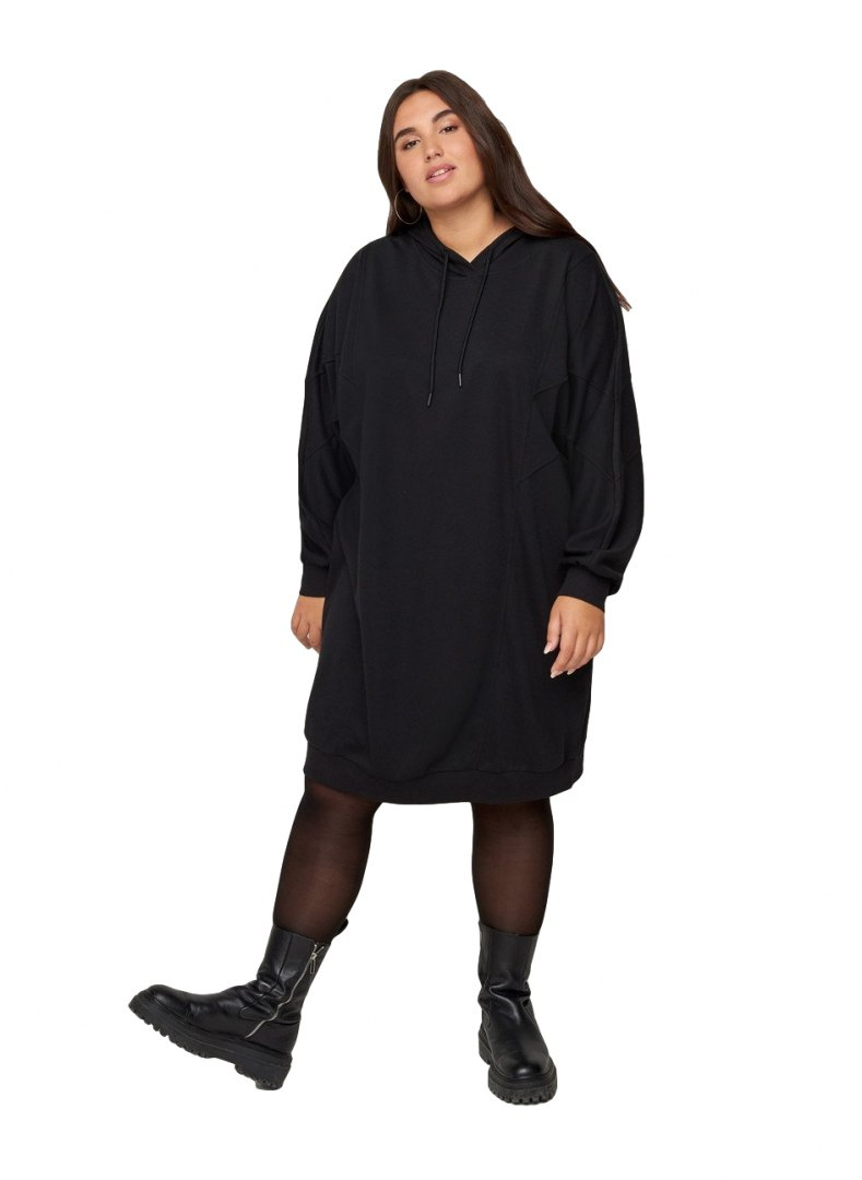 ZIZZI CZARNA SUKIENKA BLUZA KAPTUR 058A ZIZZI CZARNA SUKIENKA BLUZA KAPTUR 058A