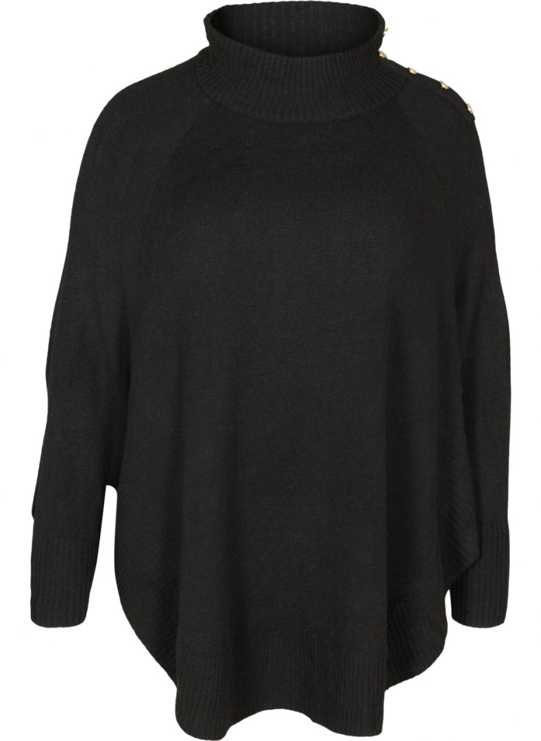 ZIZZI KOBIECE CZARNE PONCZO SWETER 788BW ZIZZI KOBIECE CZARNE PONCZO SWETER 788BW