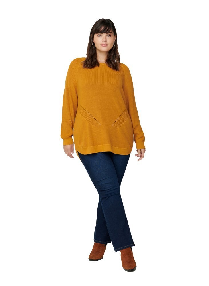 ZIZZI ŚWIETNY DZIANINOWY SWETER ŻÓŁTY 785AW ZIZZI ŚWIETNY DZIANINOWY SWETER ŻÓŁTY 785AW