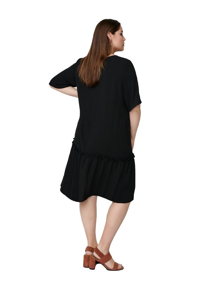 ZIZZI CZARNA PROSTA SUKIENKA FALBANY 594A ZIZZI CZARNA PROSTA SUKIENKA FALBANY 594A