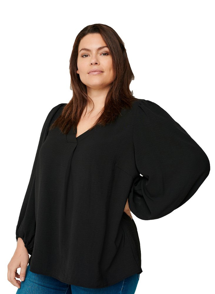 ZIZZI CZARNA ELEGANCKA BLUZKA BUFFKI 910G ZIZZI CZARNA ELEGANCKA BLUZKA BUFFKI 910G