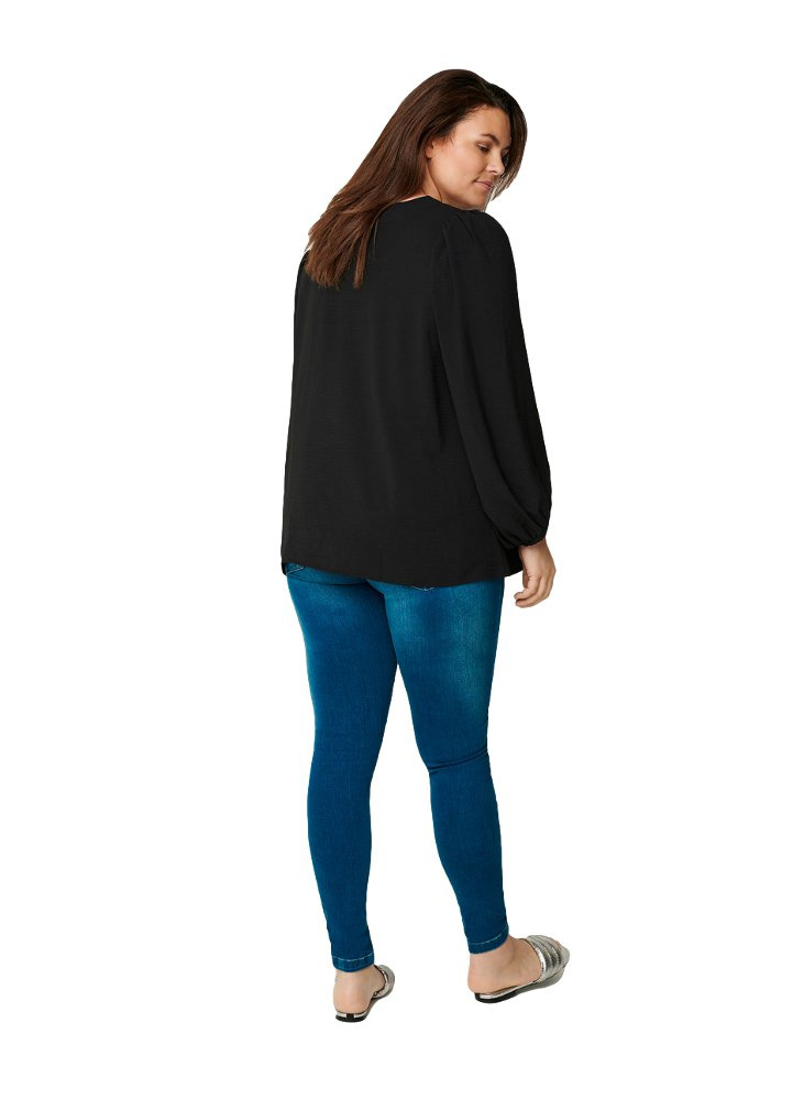 ZIZZI CZARNA ELEGANCKA BLUZKA BUFFKI 910G ZIZZI CZARNA ELEGANCKA BLUZKA BUFFKI 910G