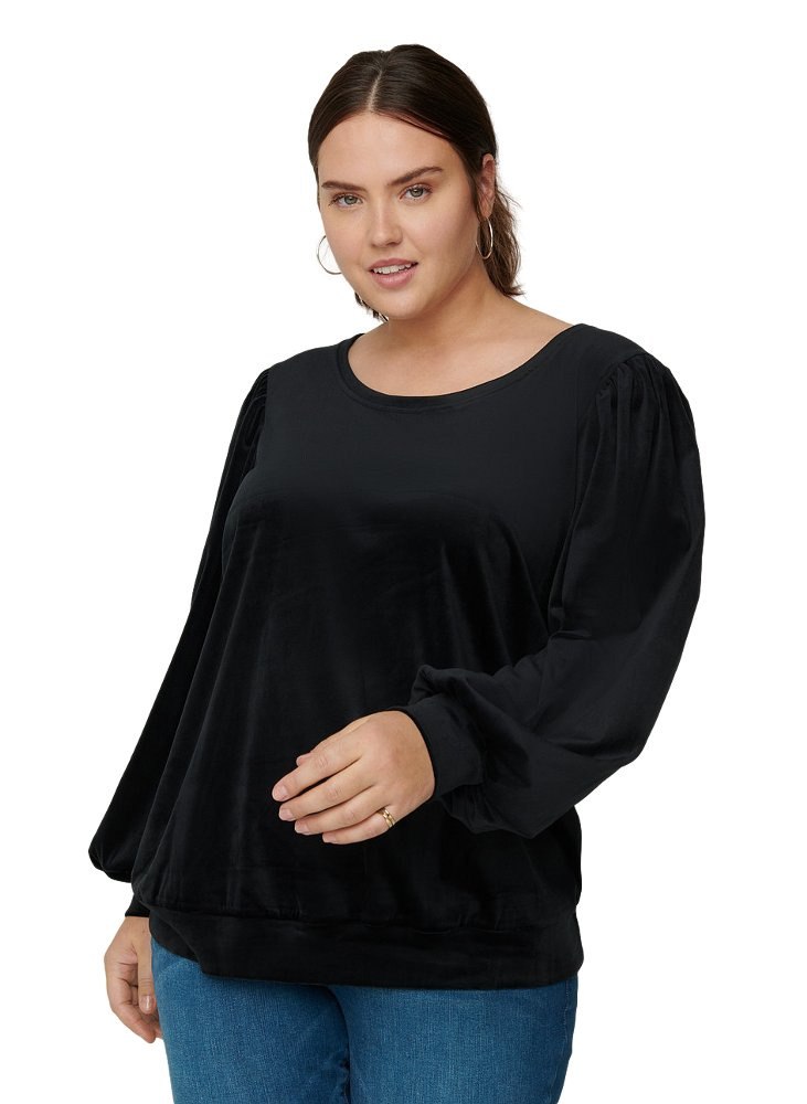 ZIZZI SZYKOWNA BLUZKA CZARNA WELUR 030B ZIZZI SZYKOWNA BLUZKA CZARNA WELUR 030B