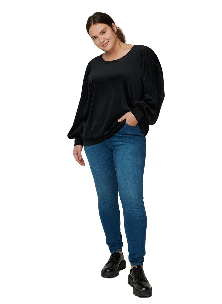 ZIZZI SZYKOWNA BLUZKA CZARNA WELUR 030B ZIZZI SZYKOWNA BLUZKA CZARNA WELUR 030B