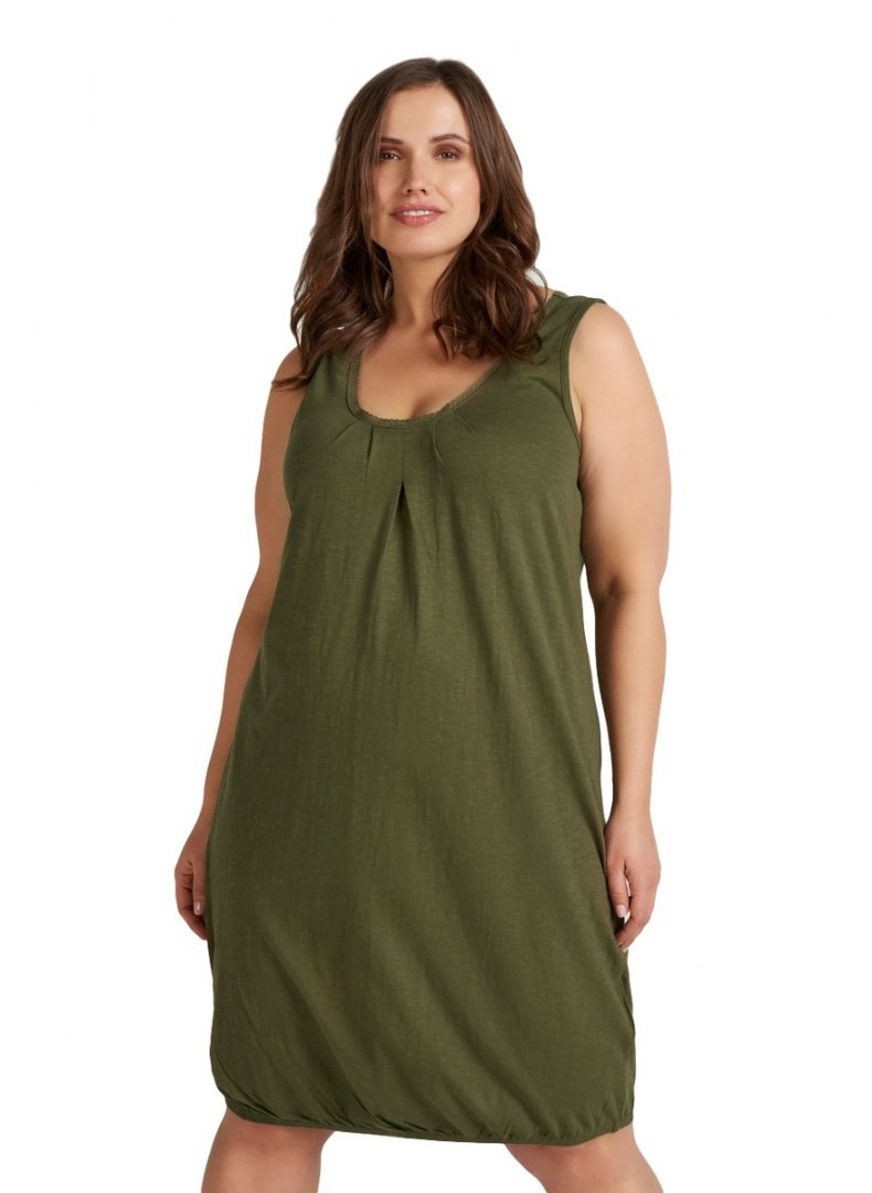 ZIZZI WYGODNA BAWEŁNIANA SUKIENKA KHAKI 013F ZIZZI WYGODNA BAWEŁNIANA SUKIENKA KHAKI 013F