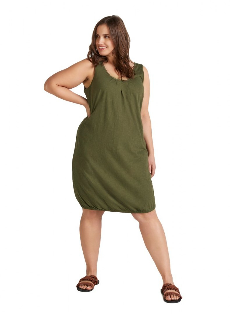 ZIZZI WYGODNA BAWEŁNIANA SUKIENKA KHAKI 013F ZIZZI WYGODNA BAWEŁNIANA SUKIENKA KHAKI 013F