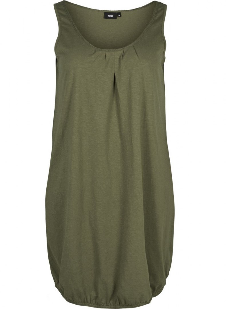 ZIZZI WYGODNA BAWEŁNIANA SUKIENKA KHAKI 013F ZIZZI WYGODNA BAWEŁNIANA SUKIENKA KHAKI 013F