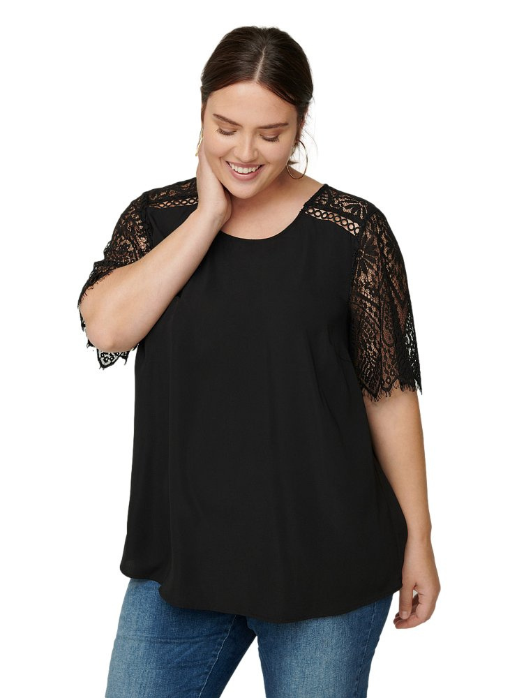 ZIZZI ELEGANCKA CZARNA BLUZKA KORONKA 386B ZIZZI ELEGANCKA CZARNA BLUZKA KORONKA 386B