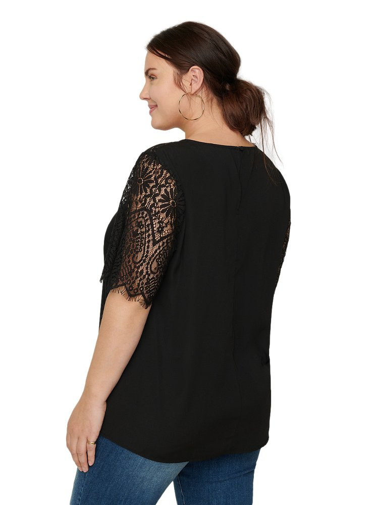 ZIZZI ELEGANCKA CZARNA BLUZKA KORONKA 386B ZIZZI ELEGANCKA CZARNA BLUZKA KORONKA 386B