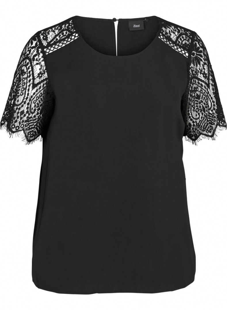 ZIZZI ELEGANCKA CZARNA BLUZKA KORONKA 386B ZIZZI ELEGANCKA CZARNA BLUZKA KORONKA 386B