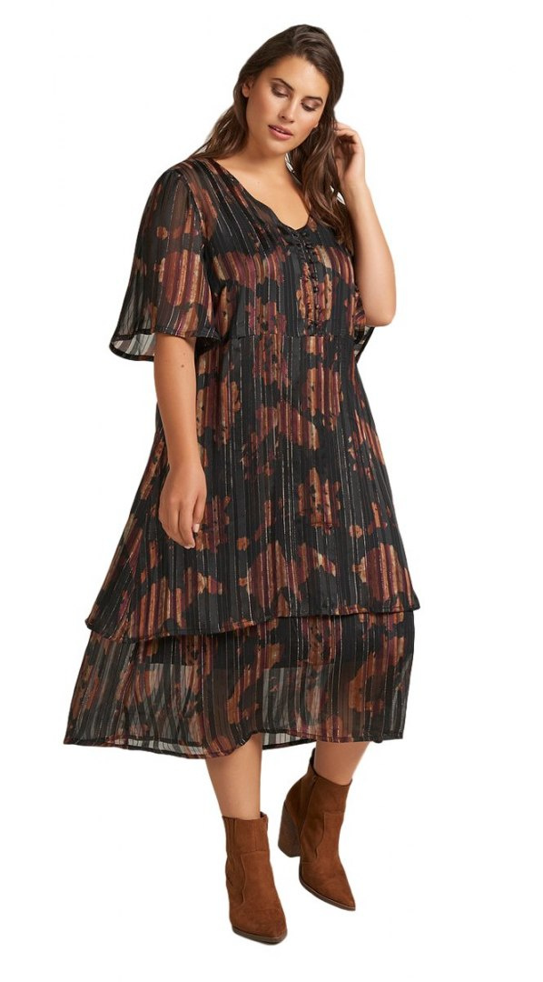 ZIZZI CZARNA SUKIENKA W KWIATY ZŁOTA NITKA 204C ZIZZI CZARNA SUKIENKA W KWIATY ZŁOTA NITKA 204C