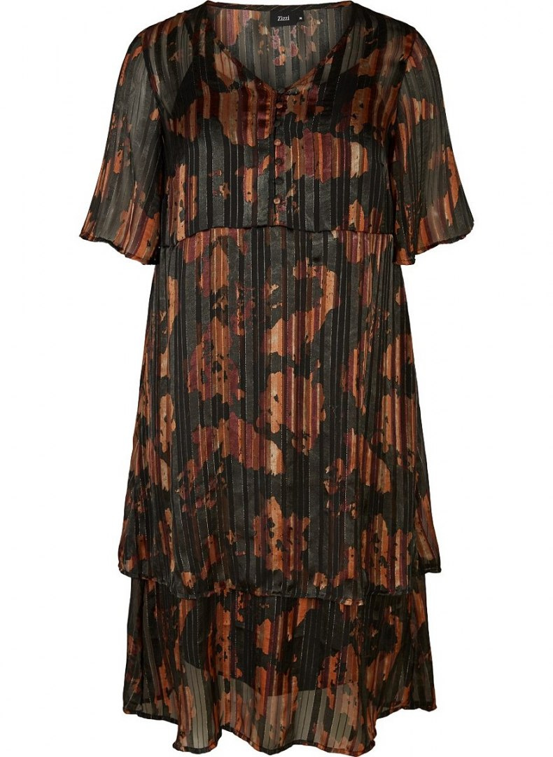 ZIZZI CZARNA SUKIENKA W KWIATY ZŁOTA NITKA 204C ZIZZI CZARNA SUKIENKA W KWIATY ZŁOTA NITKA 204C