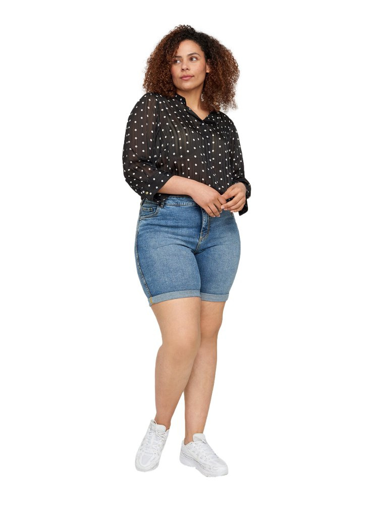 ZIZZI TRANSPARENTNA CZARNA KOSZULA W KROPKI 356A ZIZZI TRANSPARENTNA CZARNA KOSZULA W KROPKI 356A