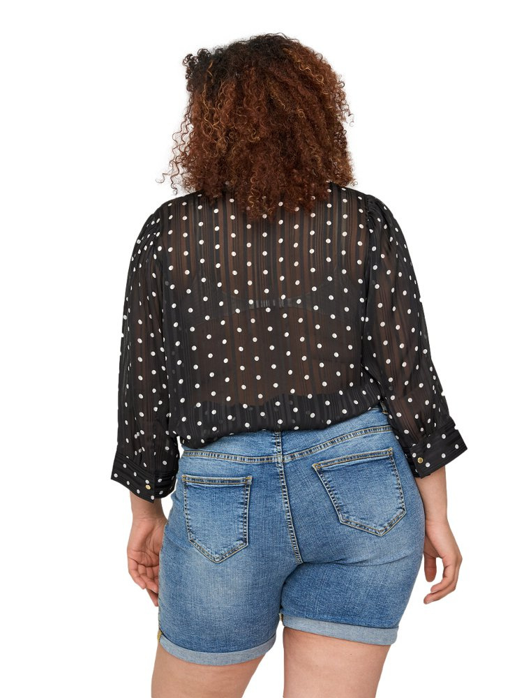 ZIZZI TRANSPARENTNA CZARNA KOSZULA W KROPKI 356A ZIZZI TRANSPARENTNA CZARNA KOSZULA W KROPKI 356A
